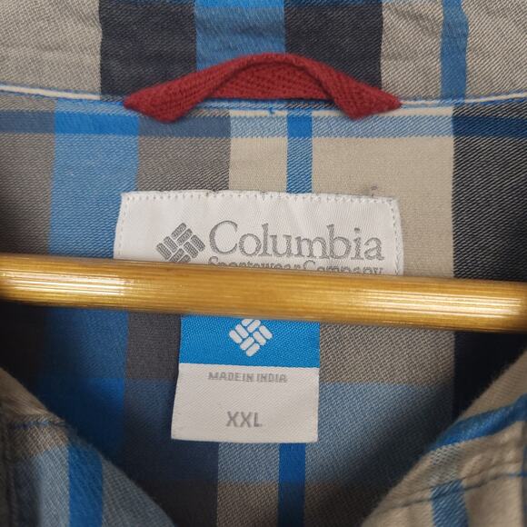 Vintage Columbia Men's Long Sleeve Button-Up Shirt XXL Plaid Blue Gray EUC - Picture 3 of 7